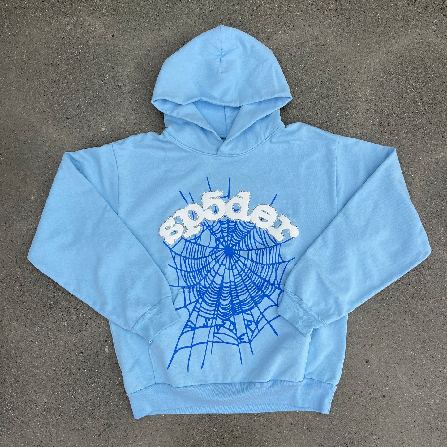 (NEW) Sp5der Web Hoodie Sky Blue Size M