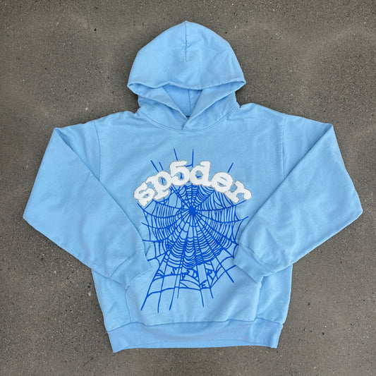 (NEW) Sp5der Web Hoodie Sky Blue Size M