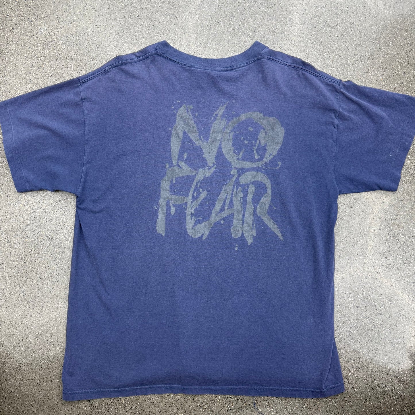 90s No Fear Faded Navy Blue Tee SZ XL