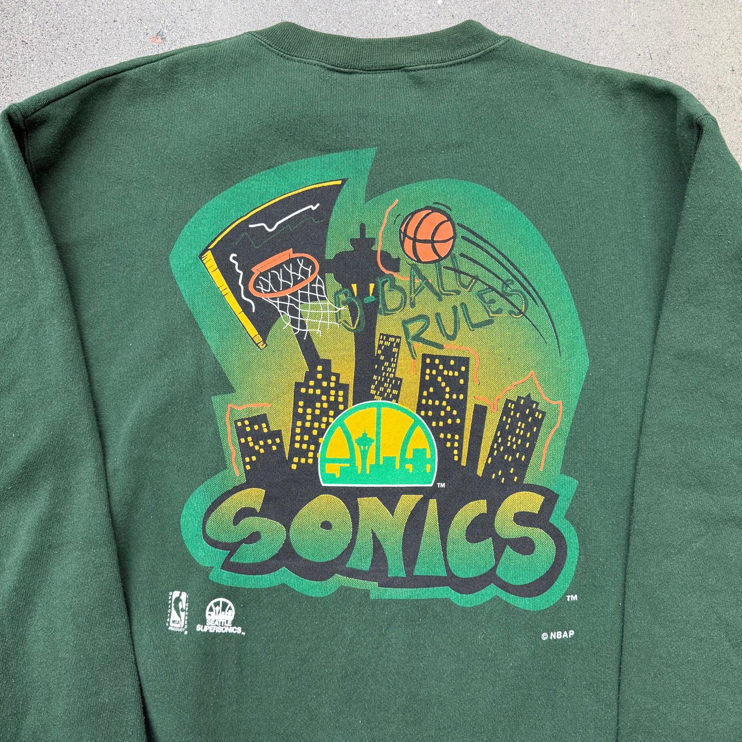 90s Logo 7 Seattle Super Sonics Crewneck SZ Large