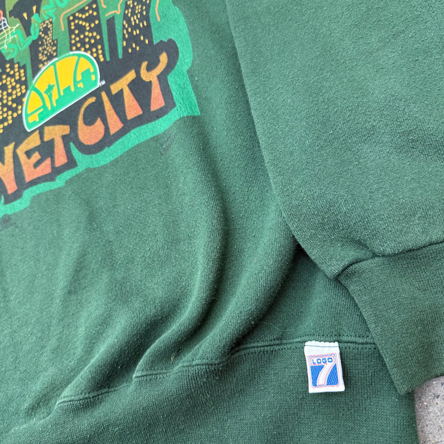 90s Logo 7 Seattle Super Sonics Crewneck SZ Large