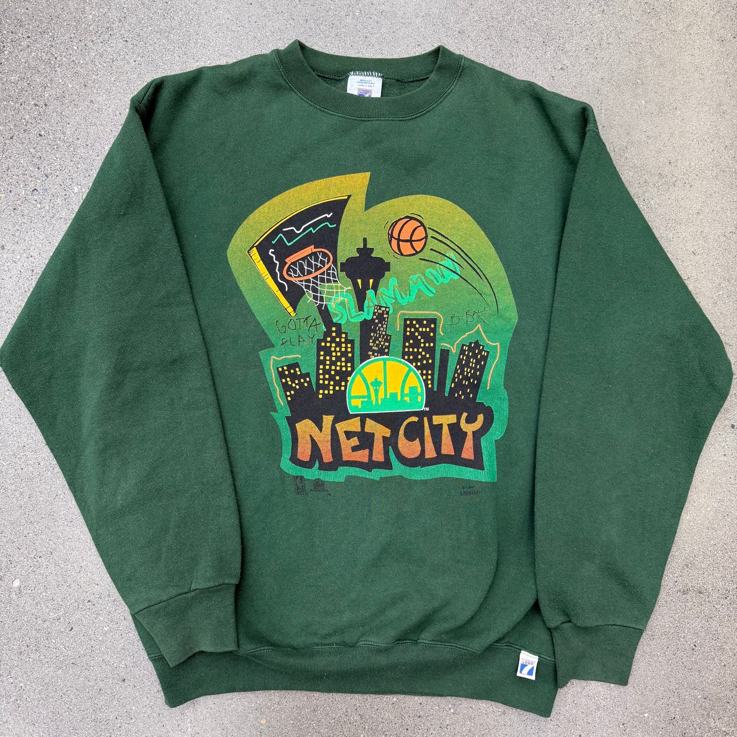 90s Logo 7 Seattle Super Sonics Crewneck SZ Large