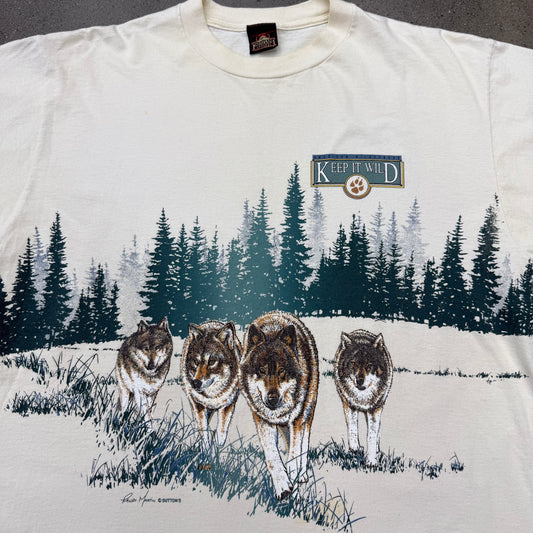 90s Keep it Wild Wolves Tee Cream