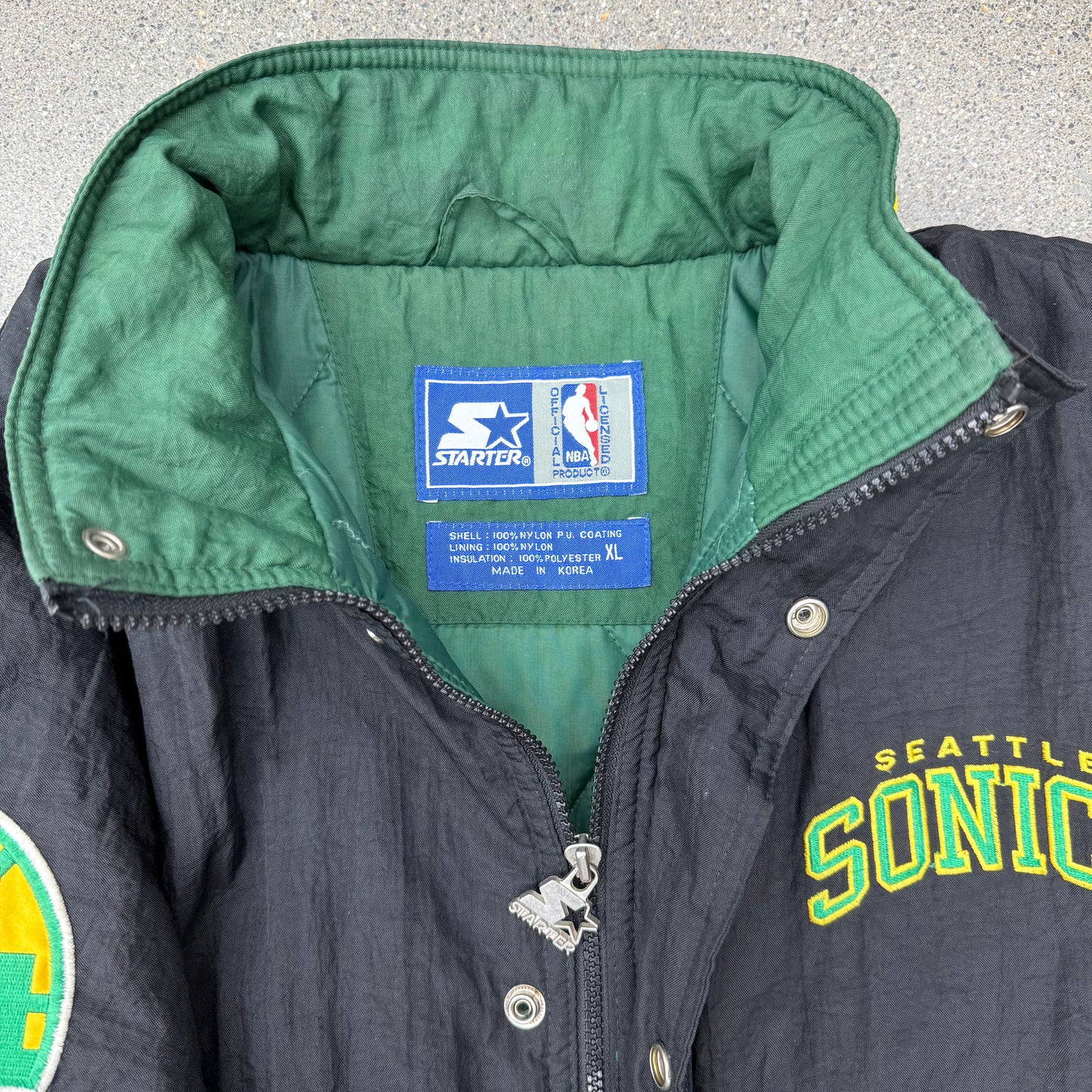 90s Starter Seattle SuperSonics Black Jacket SZ XL