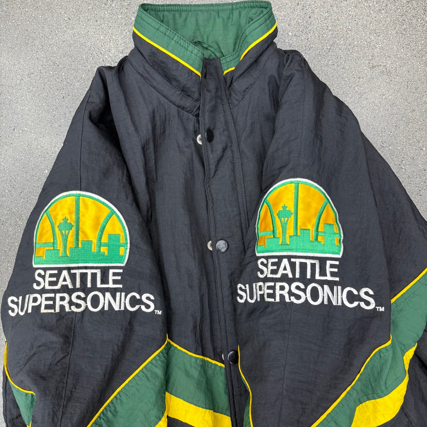 90s Starter Seattle SuperSonics Black Jacket SZ XL