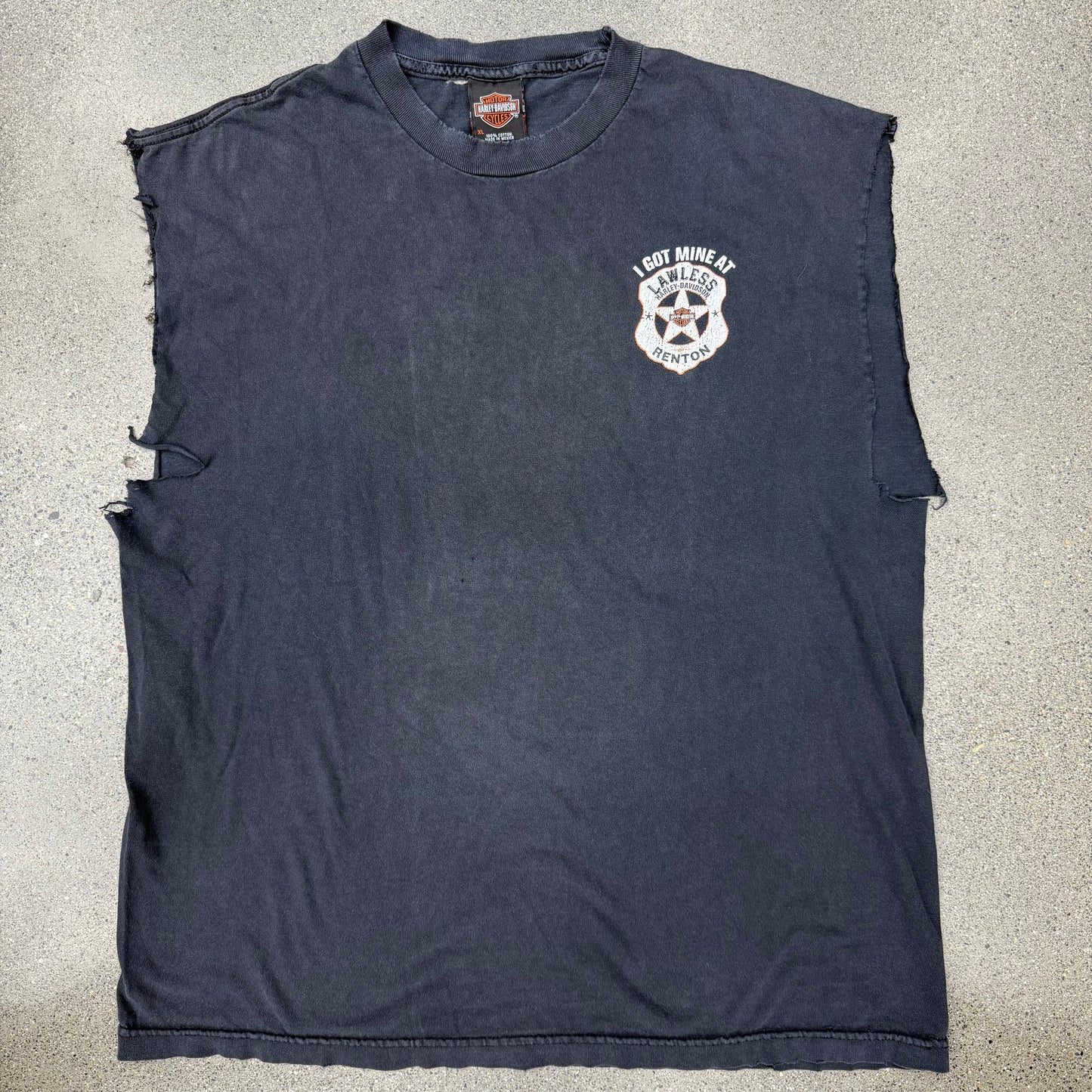 90s Harley Cut Off Lawless Renton Washington Tee SZ XL