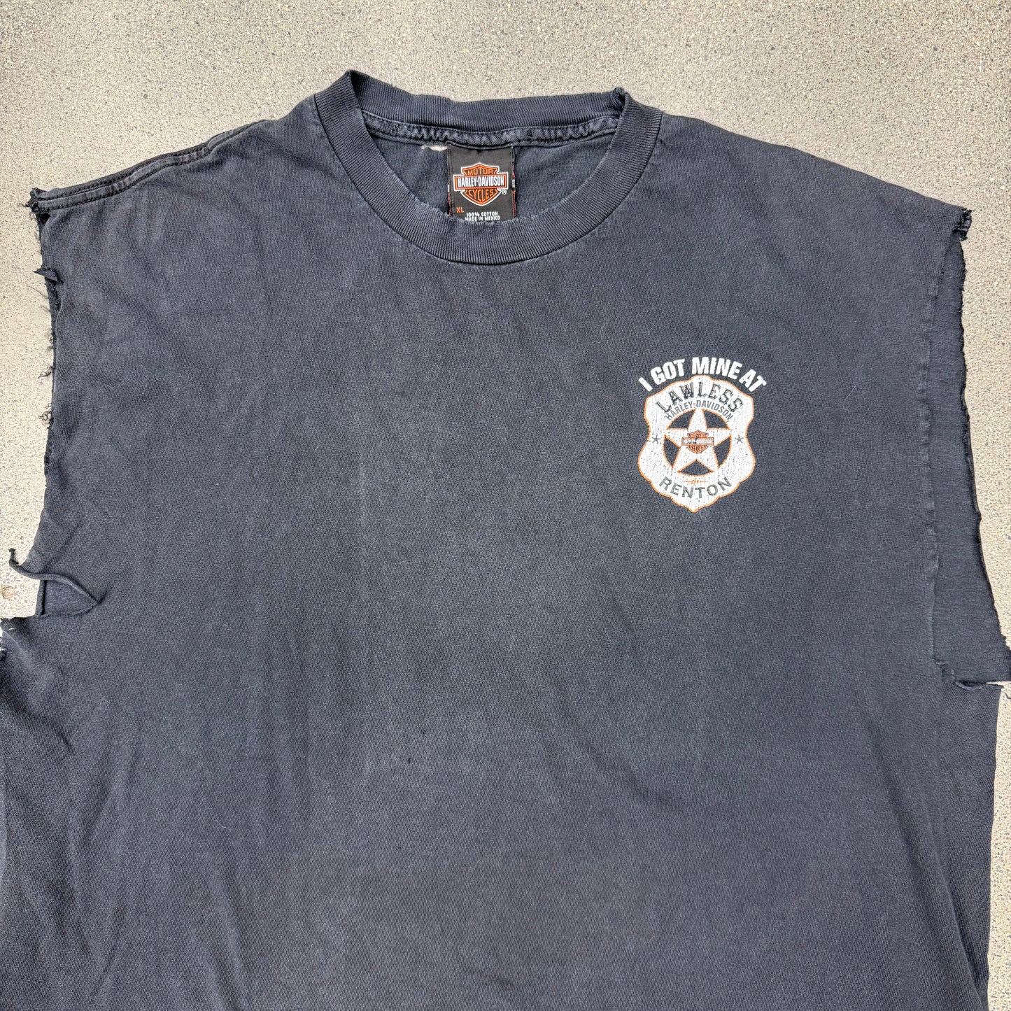 90s Harley Cut Off Lawless Renton Washington Tee SZ XL