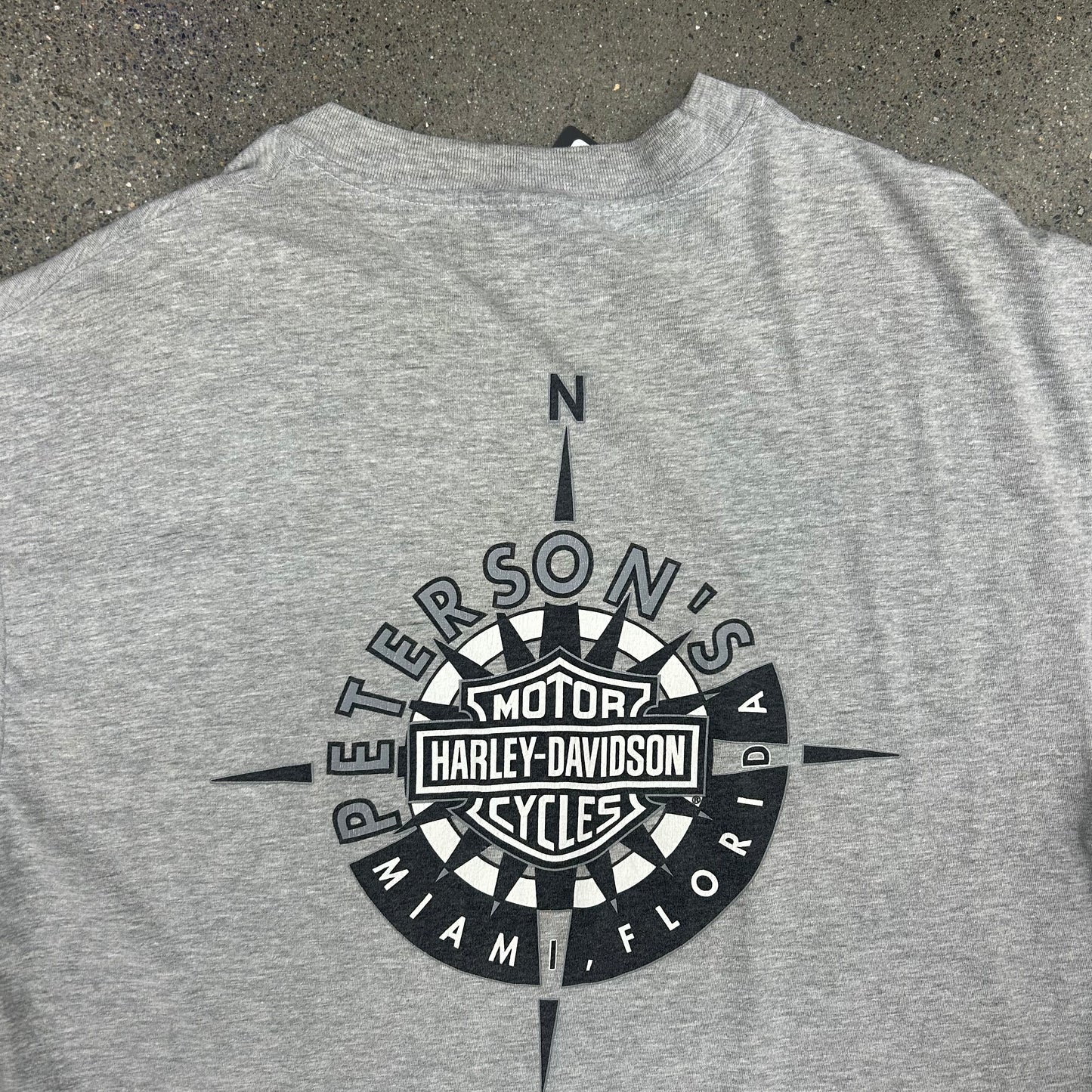 Harley Davidson Tee Heather Grey Compass Miami Florida Harley Davidson Tag SZ XL