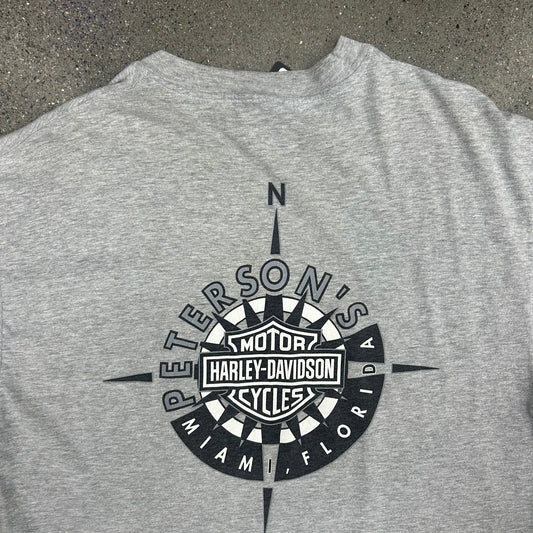 Harley Davidson Tee Heather Grey Compass Miami Florida Harley Davidson Tag SZ XL