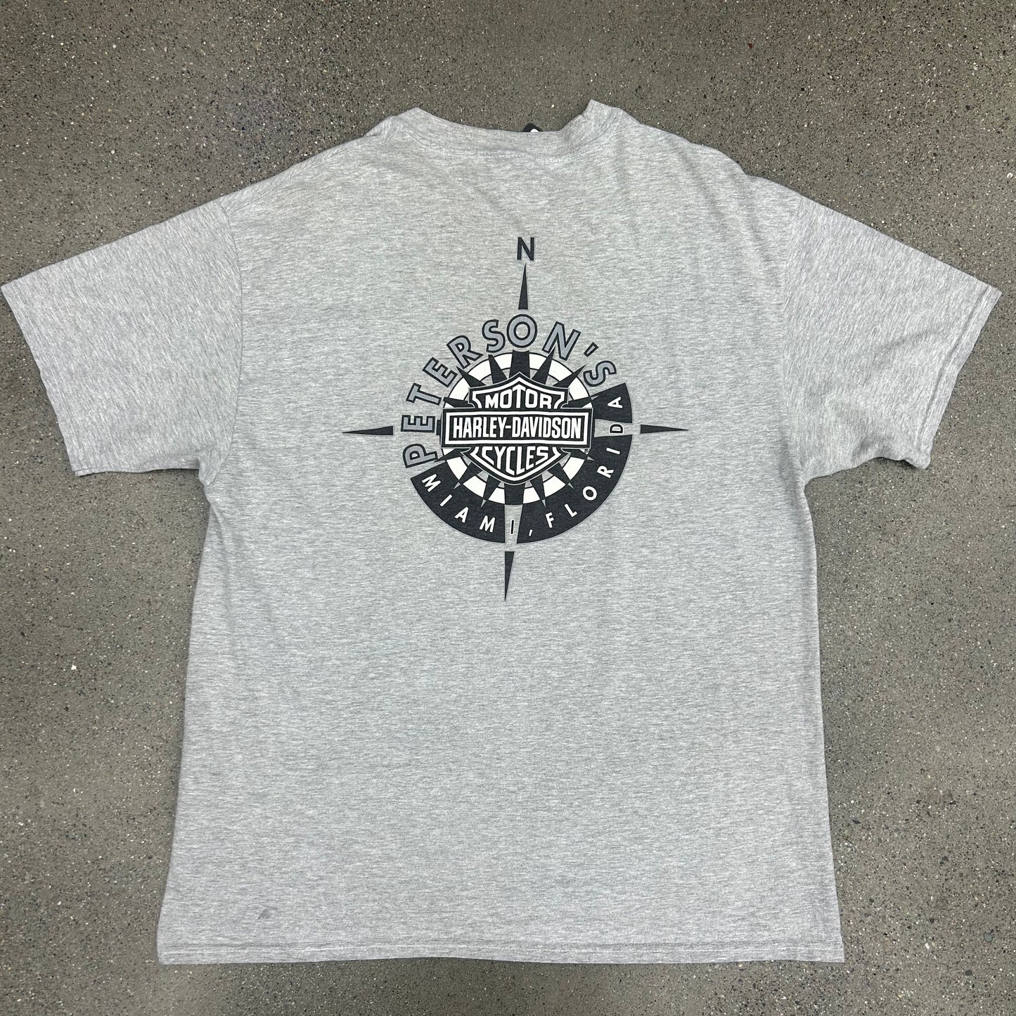 Harley Davidson Tee Heather Grey Compass Miami Florida Harley Davidson Tag SZ XL