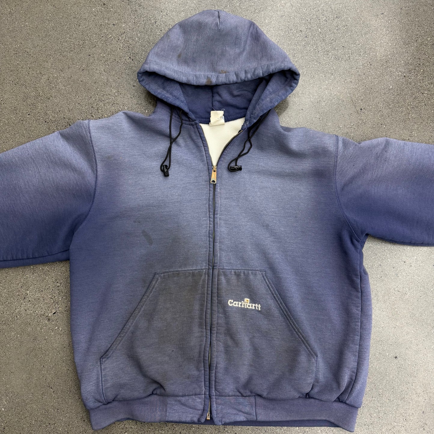 Vintage Carhartt Faded Blue Thermal Lined Zip Up Hoodie SZ XL