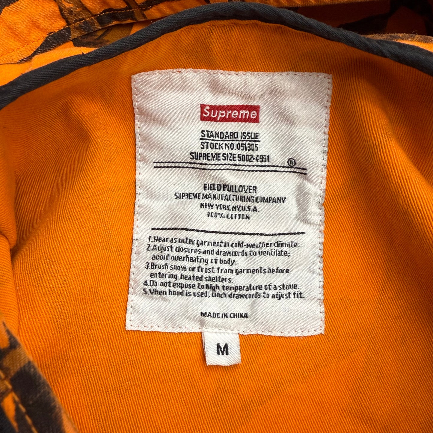 Supreme FW12 Orange Tree Camo Field Pullover