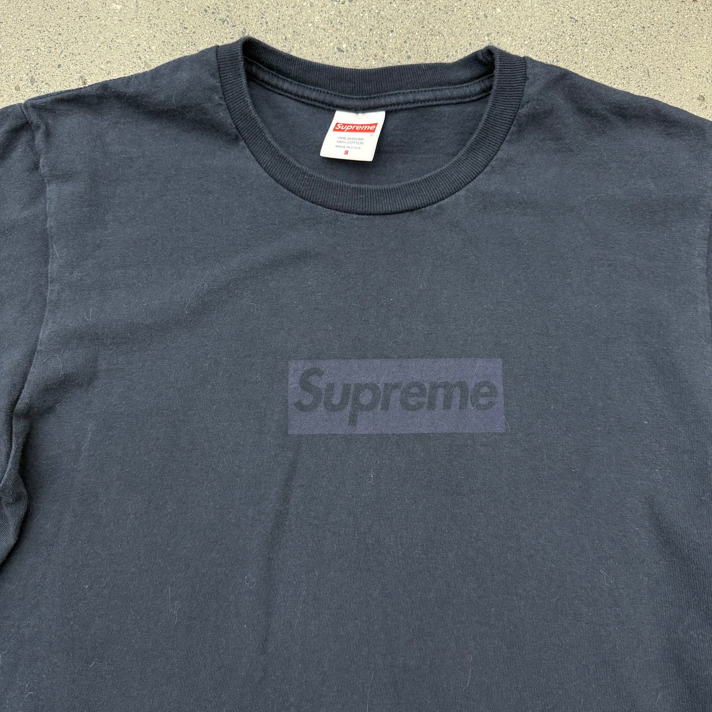 Supreme Tonal Box Logo Tee Navy SZ S