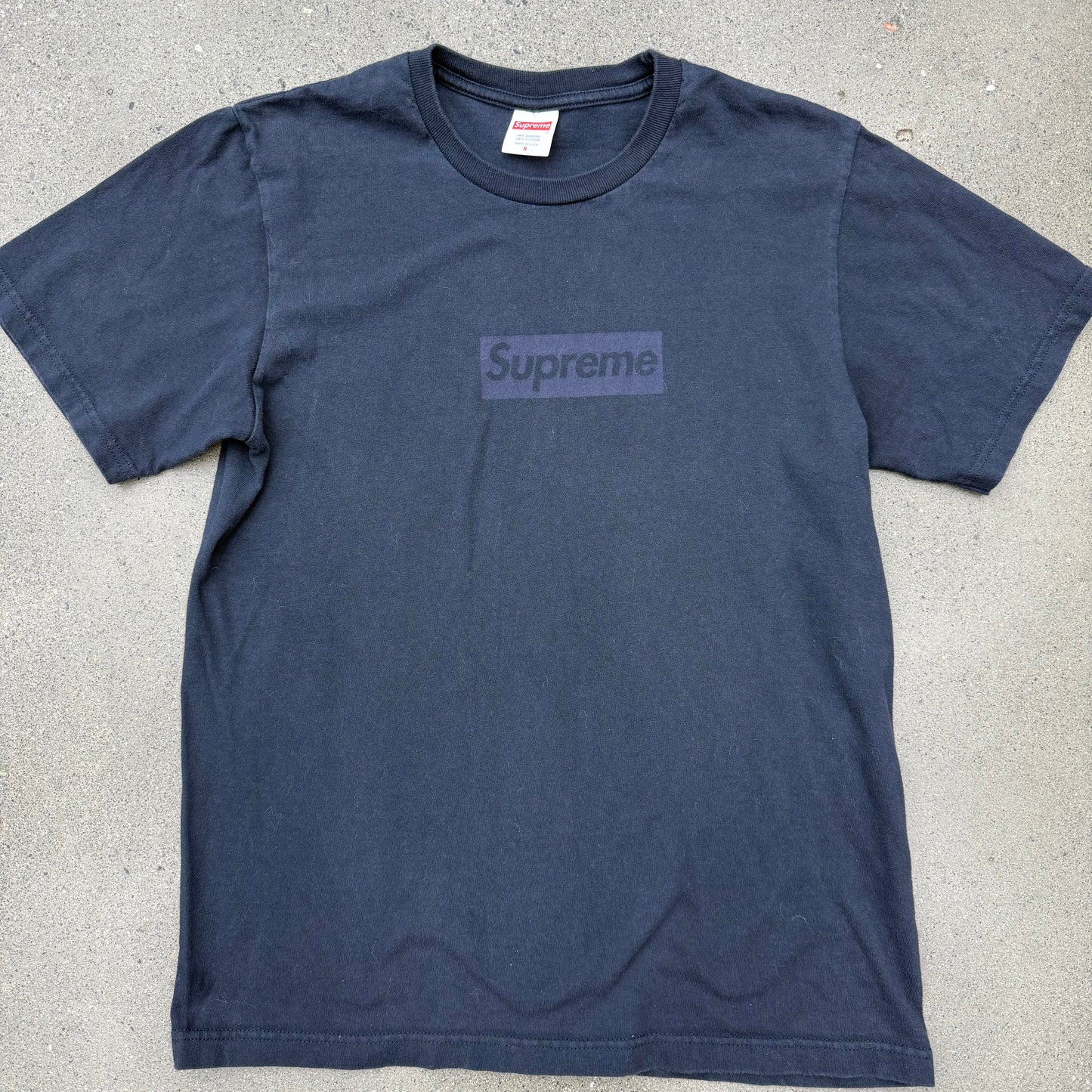 Supreme Tonal Box Logo Tee Navy SZ S
