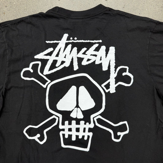Stussy Skull CrossBones Black Tee SZ XL