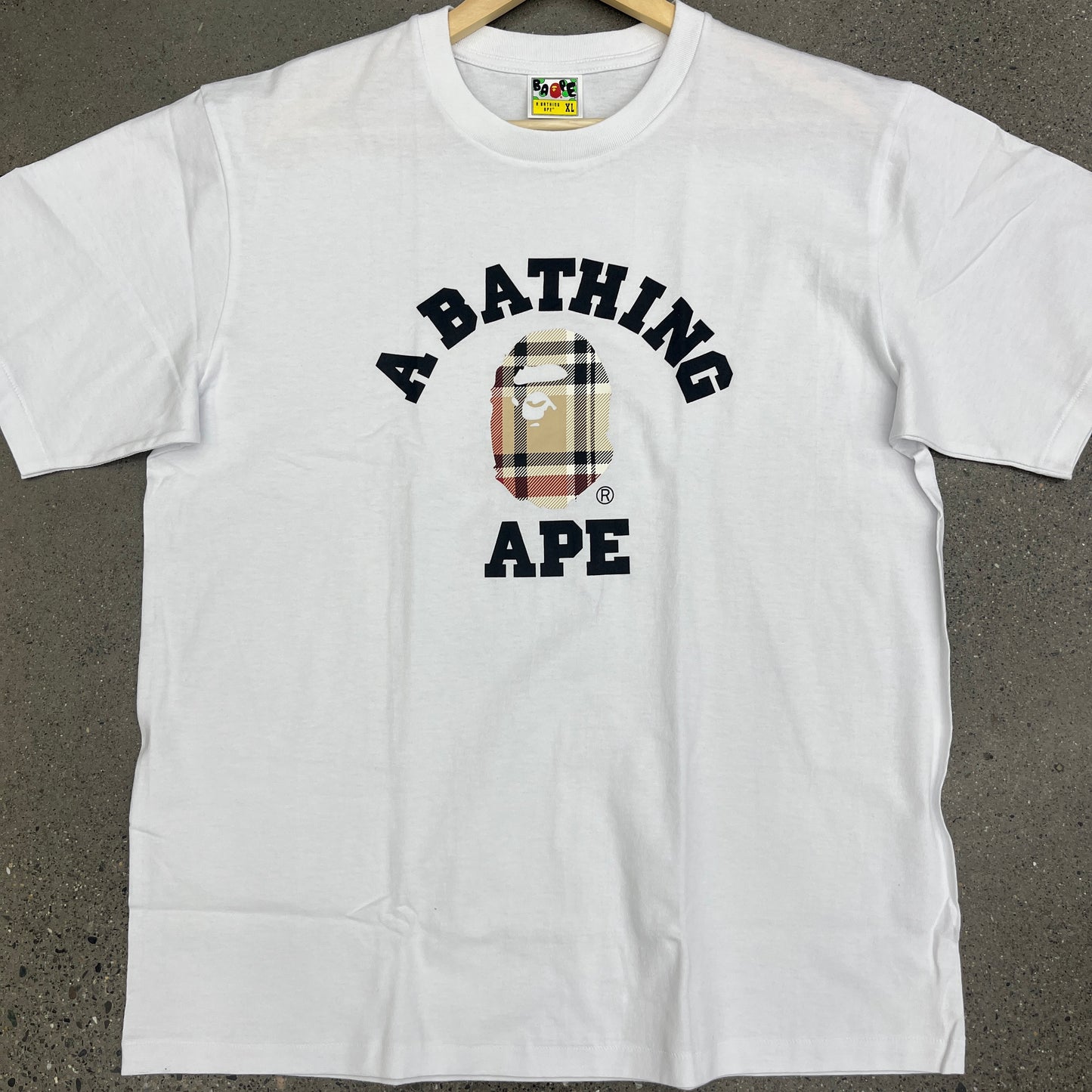 Bape College Plaid White Tee (Multiple Sizes)