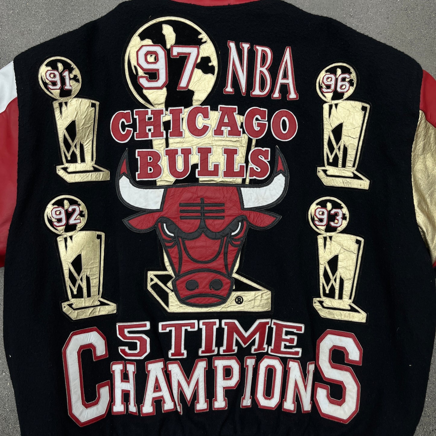 1997 NBA Finals Jeff Hamilton Leather Bulls Jacket SZ Large
