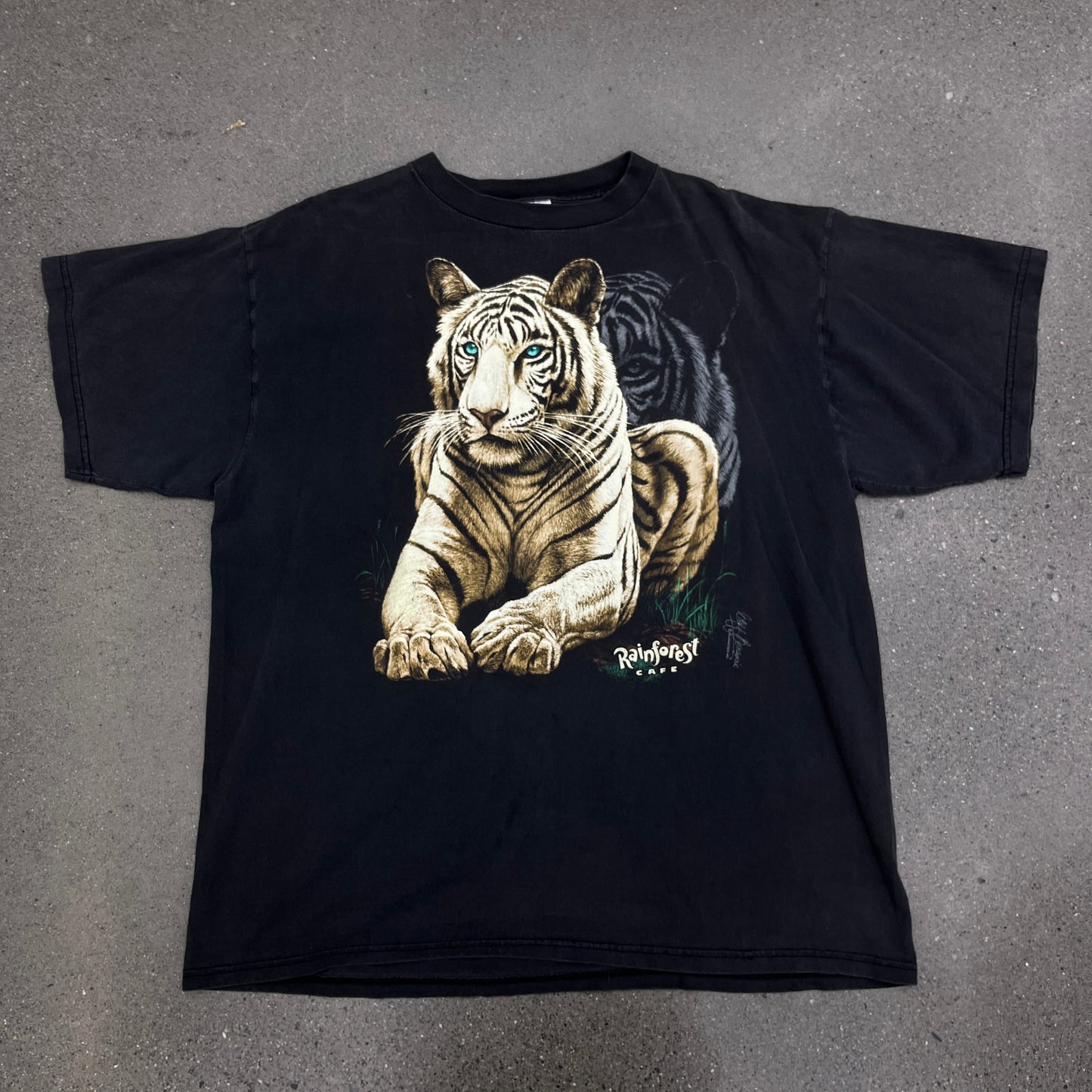 90s Rainforest Cafe White Tiger Nature Tee SZ 2XL