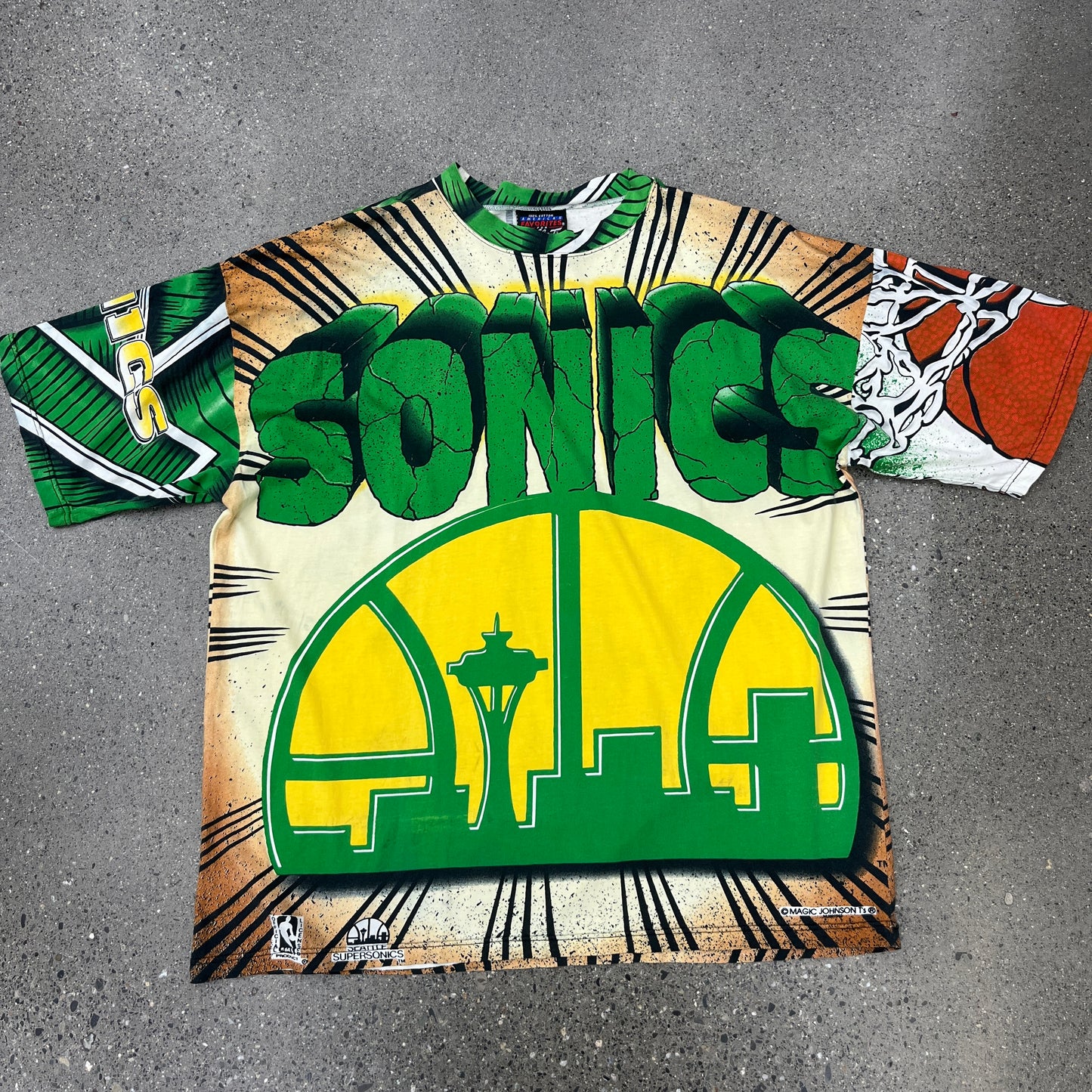 90s Sonics Magic Johnson AOP Tee SZ XL