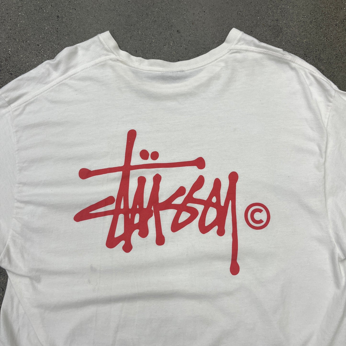 Stussy Basic Script Tee Red Font - Front Back Hit SZ XL