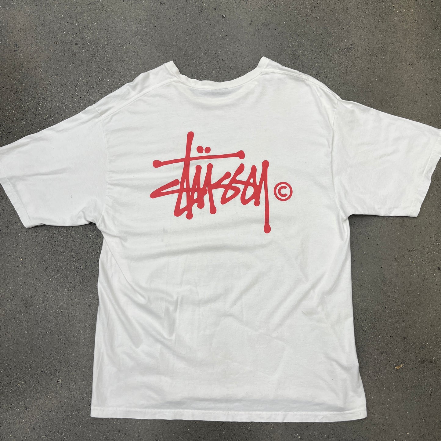Stussy Basic Script Tee Red Font - Front Back Hit SZ XL