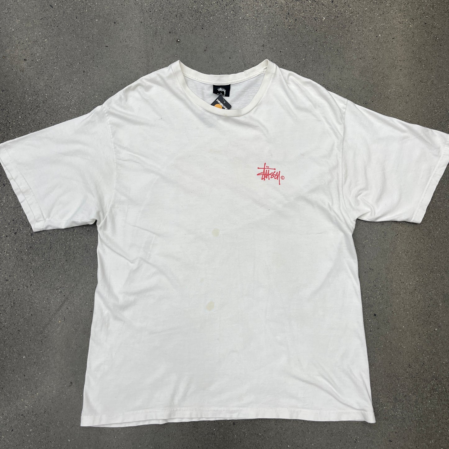 Stussy Basic Script Tee Red Font - Front Back Hit SZ XL