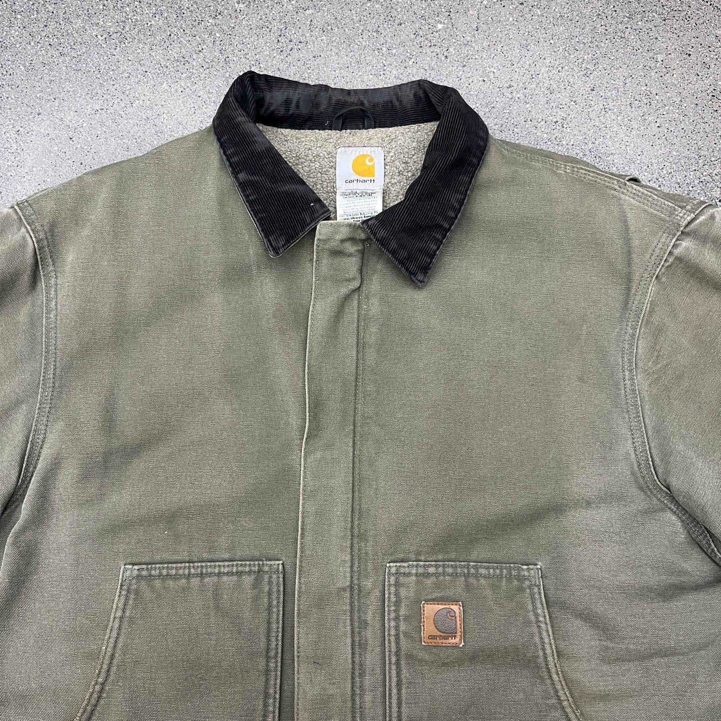 Vintage Carhartt Sherpa Lined Olive Green Jacket SZ XL