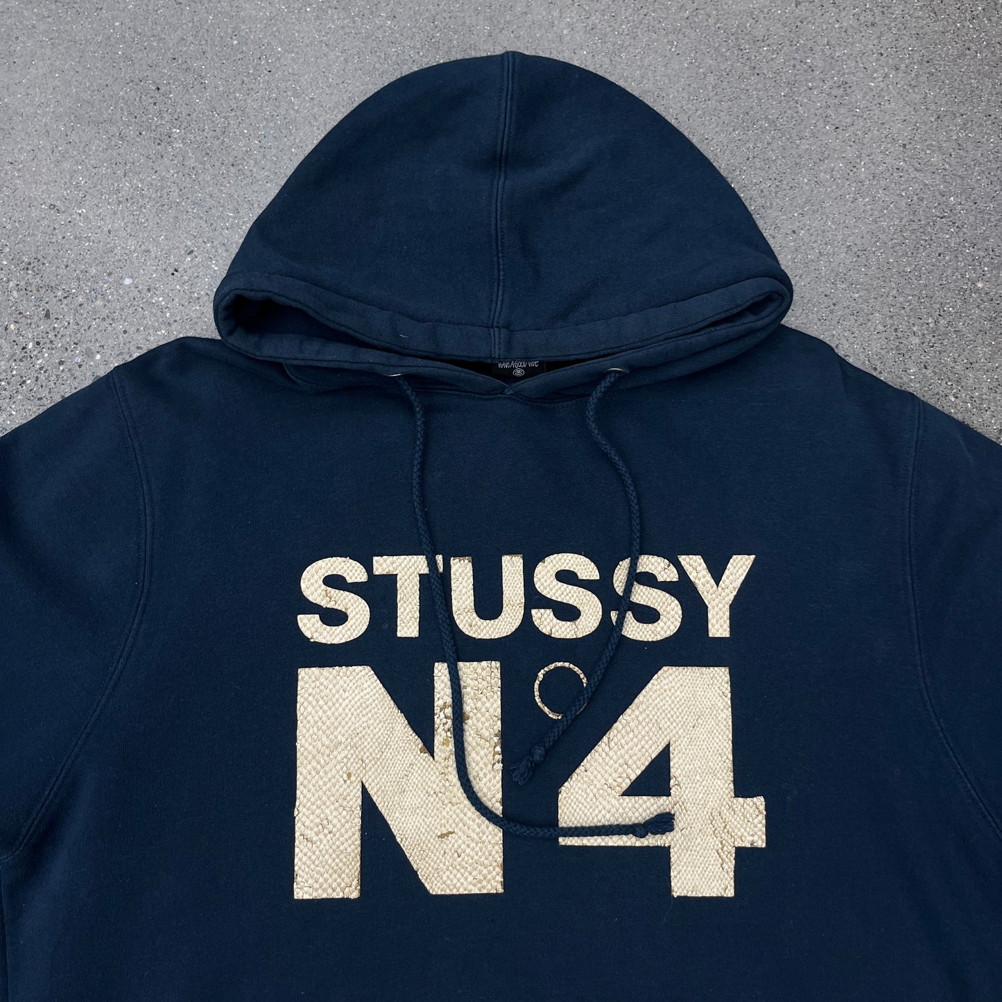 Stussy N4 Navy Blue Snakeskin Pullover Hoodie SZ L