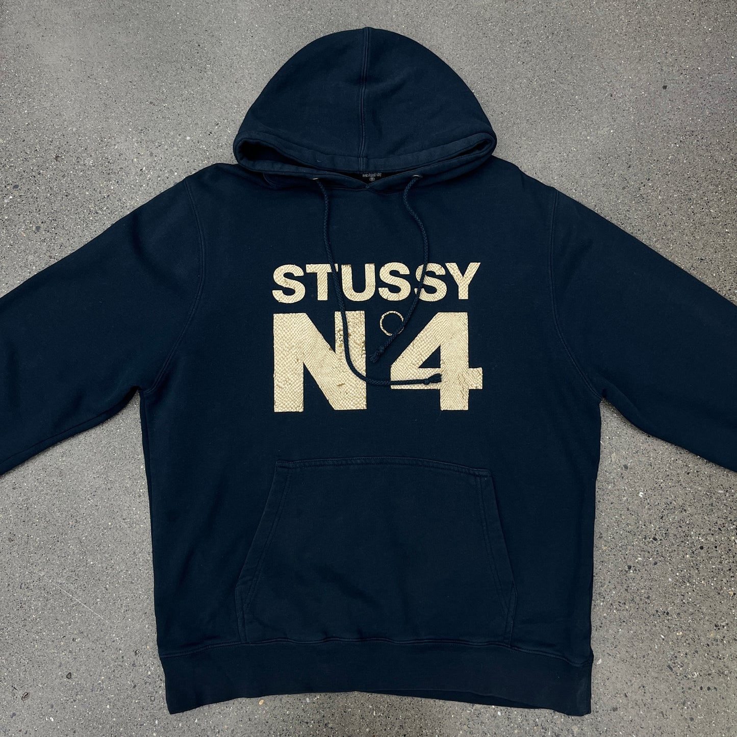 Stussy N4 Navy Blue Snakeskin Pullover Hoodie SZ L