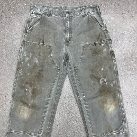 Vintage Carhartt Moss Green Double Knee Pants SZ 36 x 34