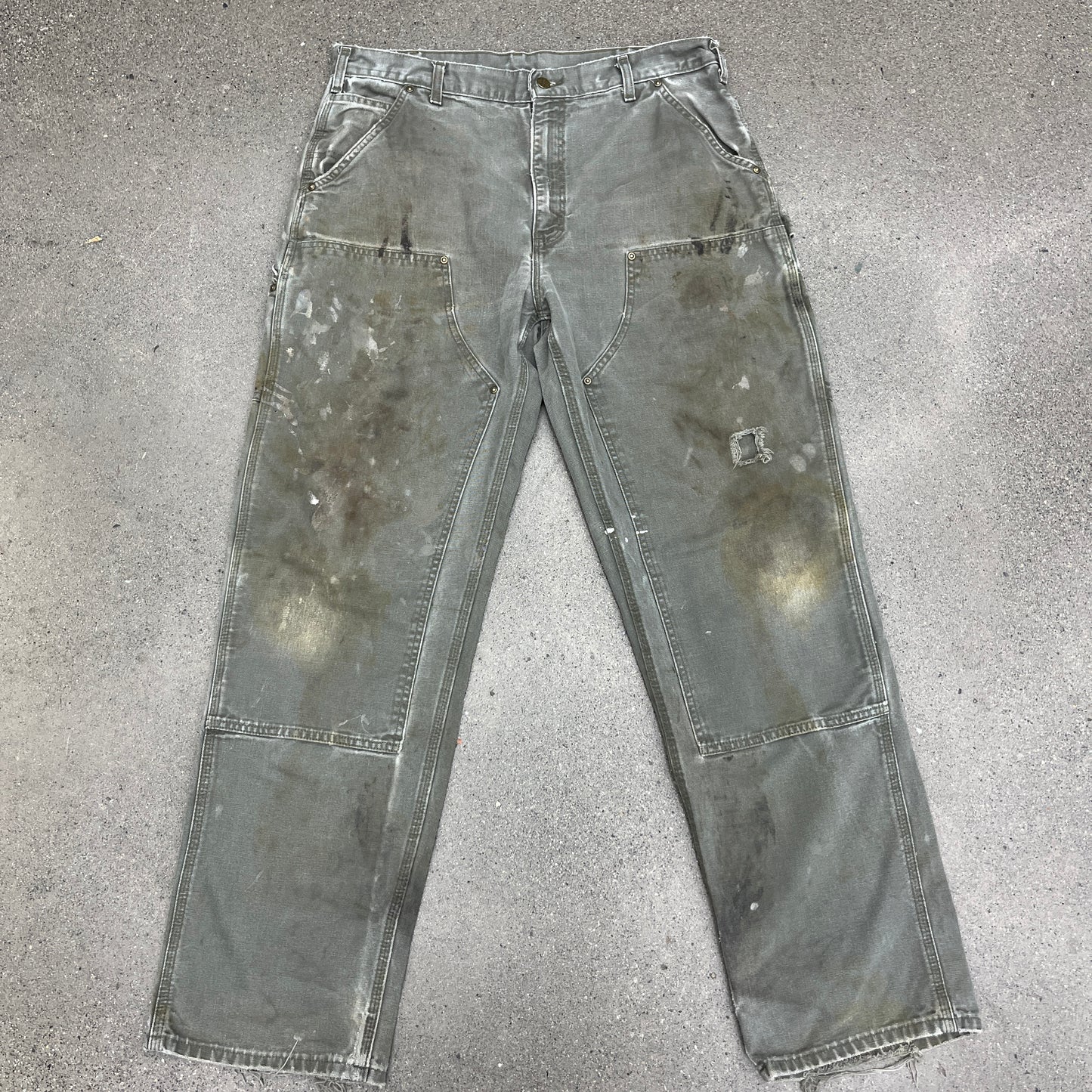 Vintage Carhartt Moss Green Double Knee Pants SZ 36 x 34