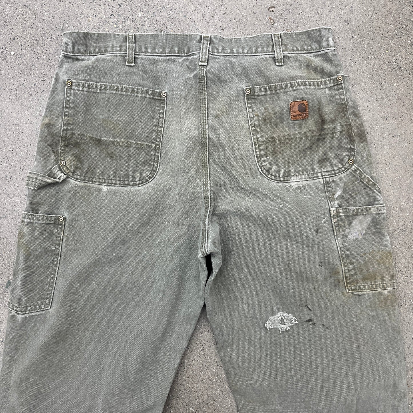 Vintage Carhartt Moss Green Double Knee Pants SZ 36 x 34