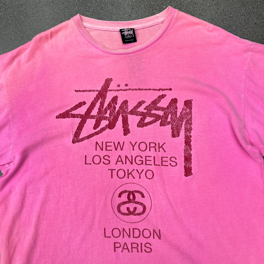Stussy Worldwide Pink Tee SZ XL