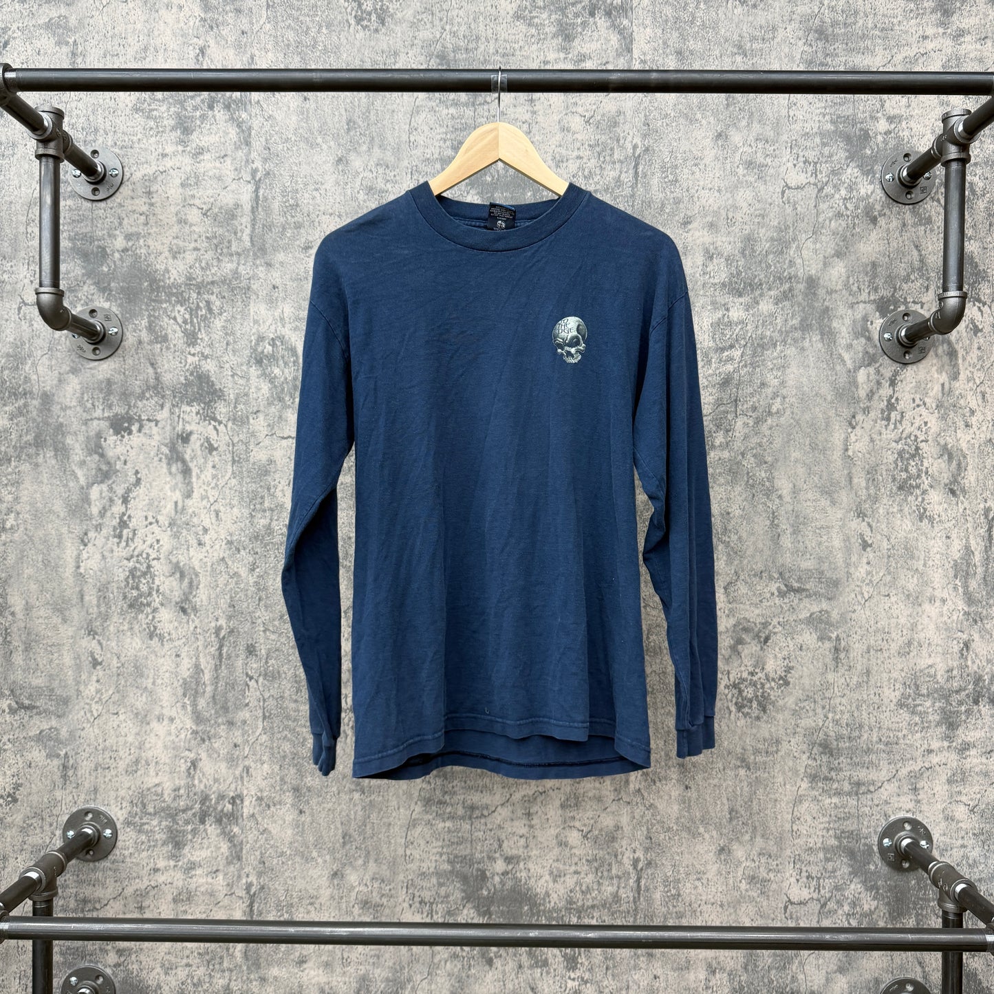 Y2K To The Edge Skull L/S Blue Flames To The Edge Tag SZ M