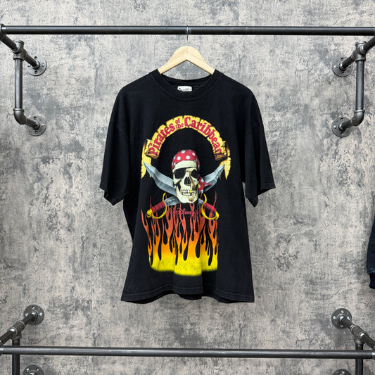Pirates Of the Caribean Tee Flames Walt Disney Tag SZ XL