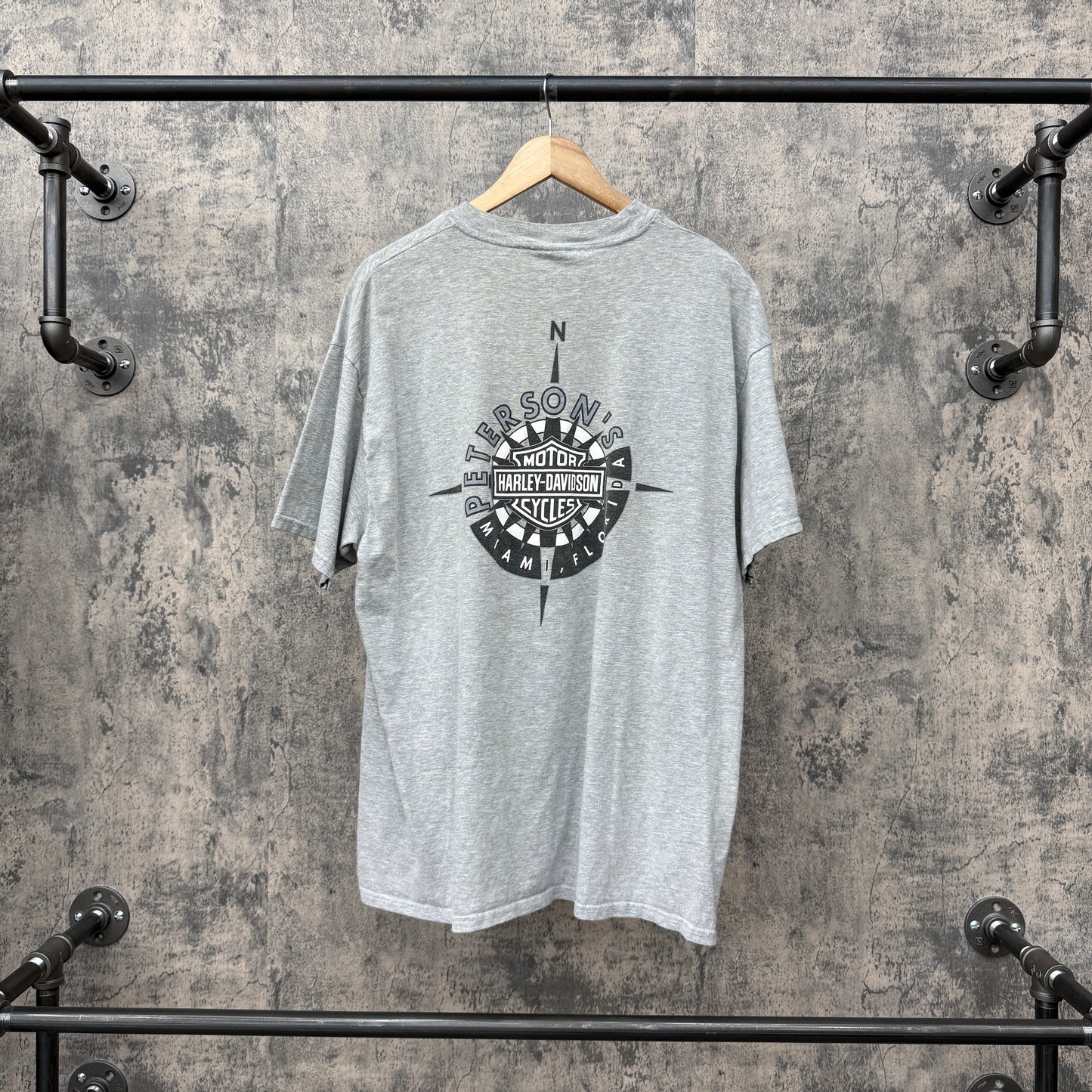 Harley Davidson Tee Heather Grey Compass Miami Florida Harley Davidson Tag SZ XL