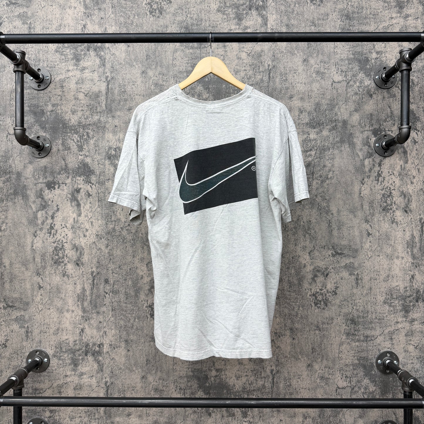 Early 90s Big Swoosh Back Hit Nike Just do it Grey Tee SZ L