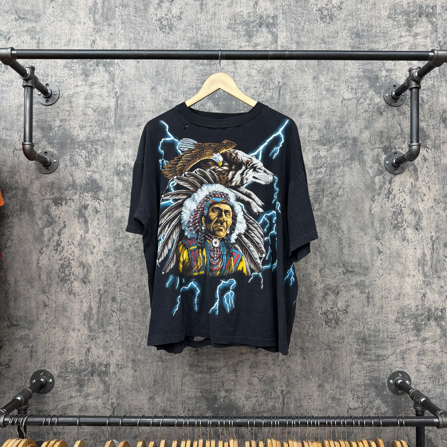 90s American Thunder Chief / Eagle / Wolf Tee SZ 2XL
