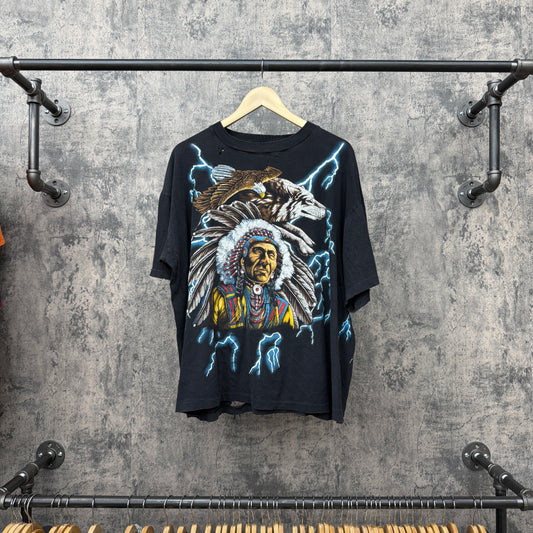 90s American Thunder Chief / Eagle / Wolf Tee SZ 2XL