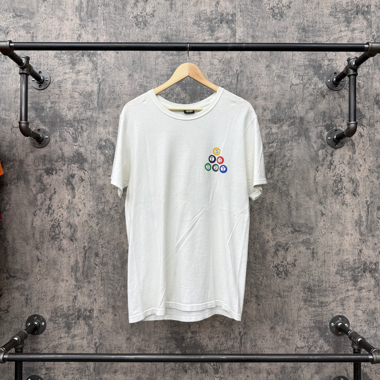 Stussy Billards Tee Cream/White SZ M