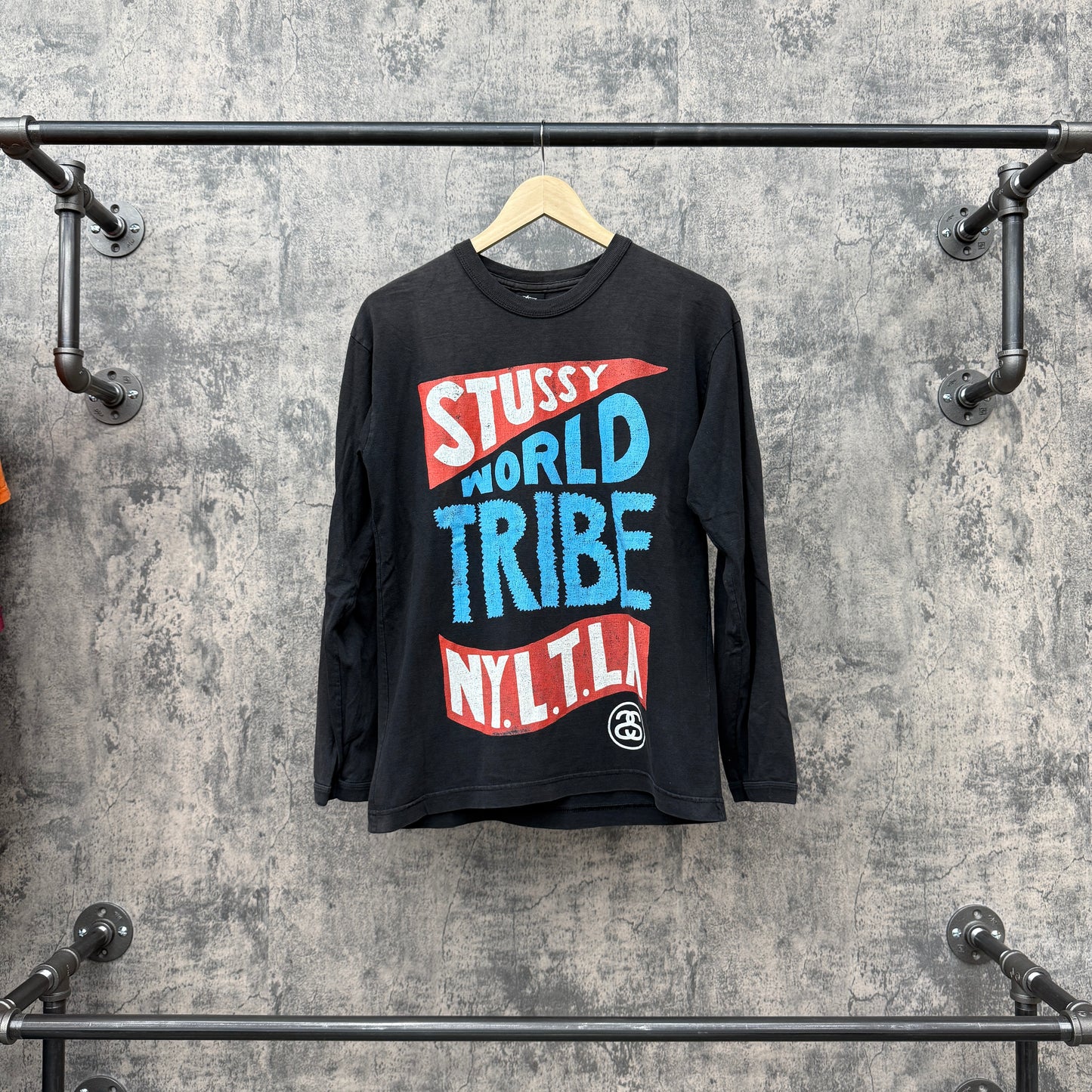 Stussy Long Sleeve World Tribe Red/White/Blue SZ S