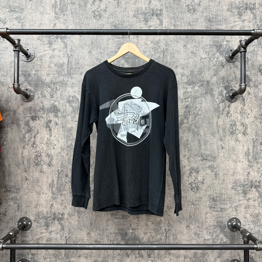 Stussy Long Sleeve Black/Grey/White Logoman SZ M