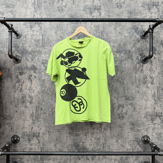 Stussy Lime Green Logo & 8Ball Hit SZ M