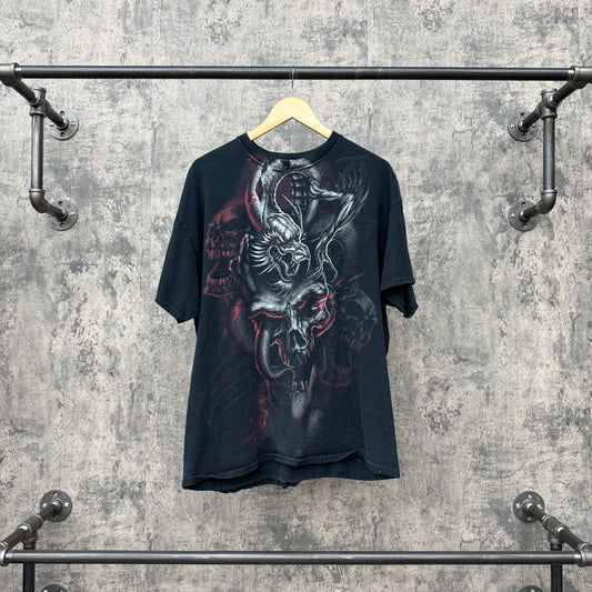 Y2K Dragon and Skull Tee SZ L