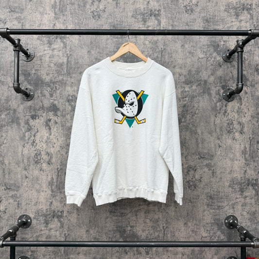 90s Mighty Ducks White Crewneck SZ M