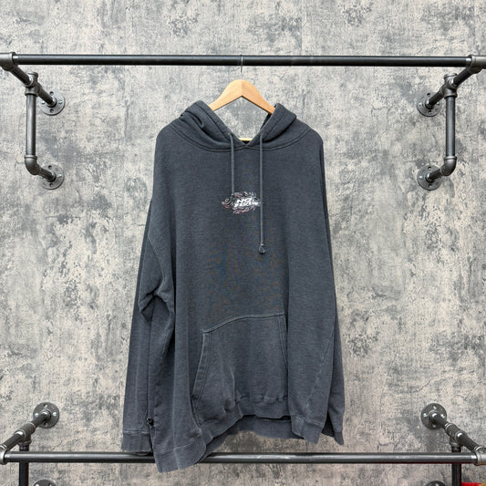 Y2K No Fear Center Logo Skate Grey Hoodie SZ 2XL