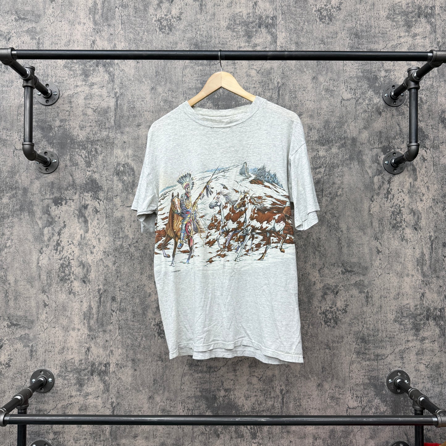 90s Indians on horses wraparound tee Size Large