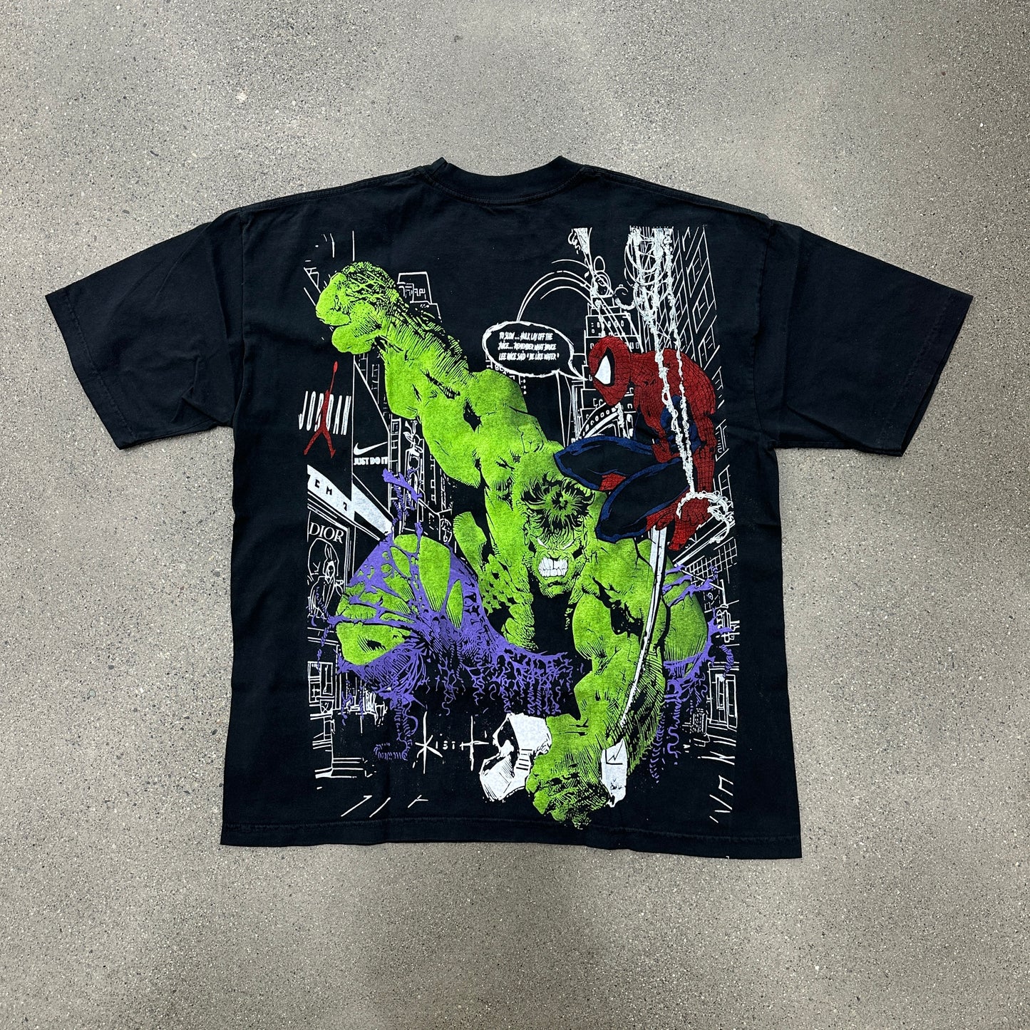 Vintage Rush Spiderman x Hulk Tee Black SZ XL (NEW)