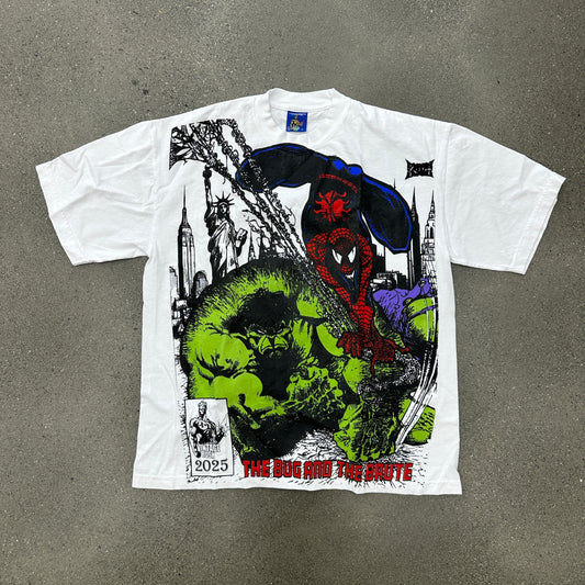 Vintage Rush Spiderman x Hulk Tee White SZ L (NEW)
