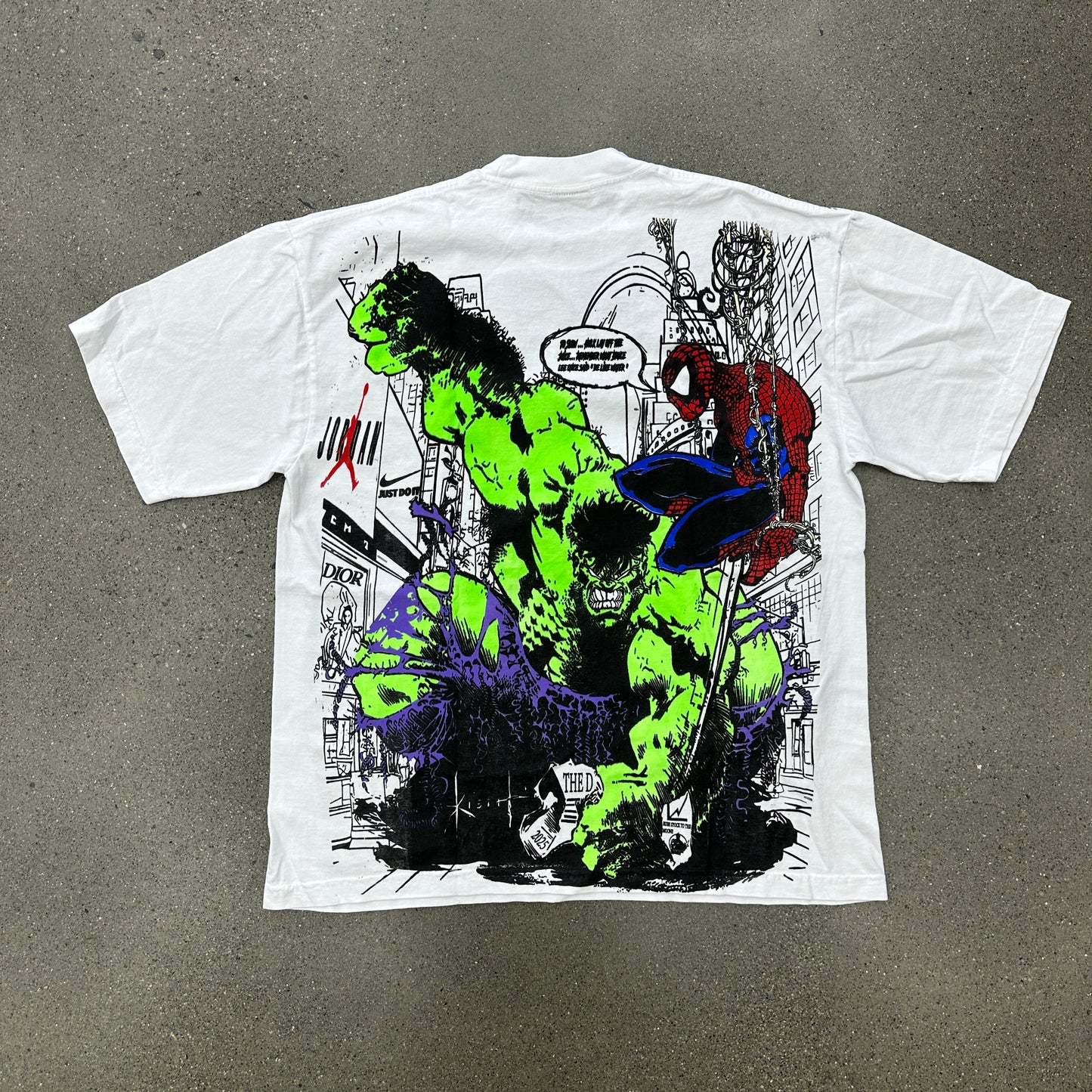 Vintage Rush Spiderman x Hulk Tee White SZ L (NEW)